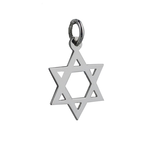 9ct White Gold 17x17mm plain Star of David Pendant