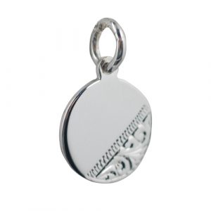 Silver 13mm round hand Engraved Disc
