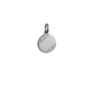 Silver 13mm round hand Engraved Disc