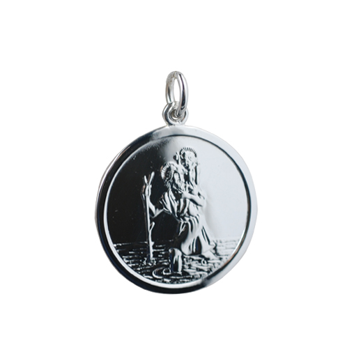 Silver 25mm round St Christopher 