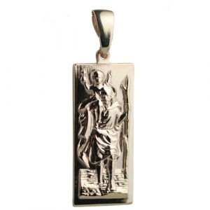 9ct Gold 35x15mm rectangular St Christopher Pendant with bail