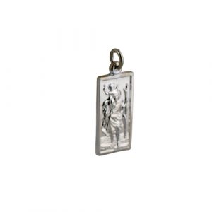 Silver 26x13mm rectangular St Christopher Pendant