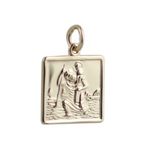9ct Gold 17mm square St Christopher Pendant