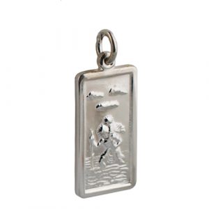 Silver 26x13mm plain rectangle St Christopher Pendant