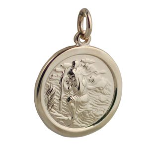9ct Gold 20mm round plain St Christopher Pendant