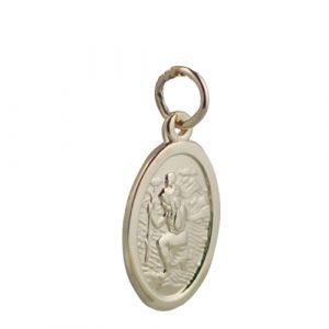 9ct Gold 17x11mm oval St Christopher Pendant