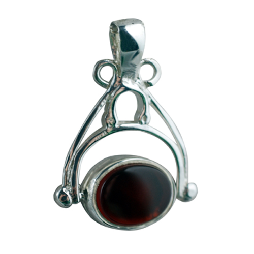 Silver 23x18mm 2 stone Spinning Fob Pendant - Image 2
