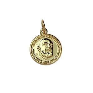 9ct Gold 14mm round Pardre Pio Pendant