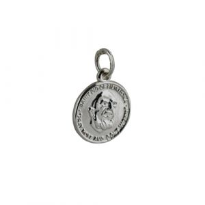 Silver 14mm round Pardre Pio Pendant