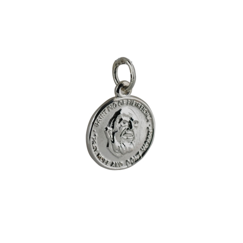 Silver 14mm round Pardre Pio Pendant