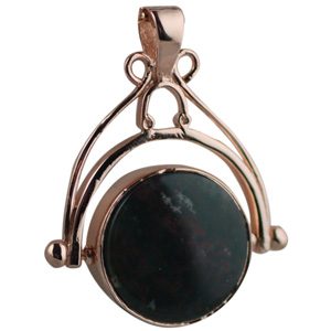 9ct Rose Gold 36x28mm 2 stone Spinning Fob Pendant