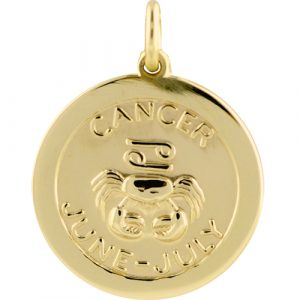 9ct Gold 22mm round Cancer Zodiac Pendant