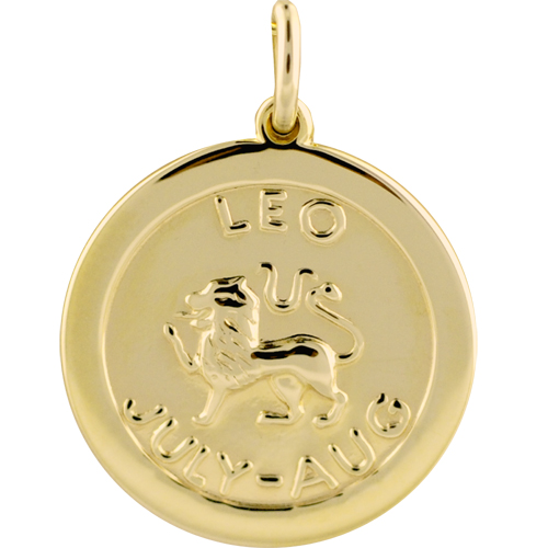 9ct Gold 22mm round Leo Zodiac Pendant