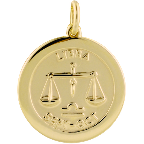 9ct Gold 22mm round Libra Zodiac Pendant