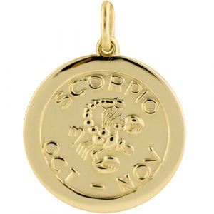 9ct Gold 22mm round Scorpio Zodiac Pendant