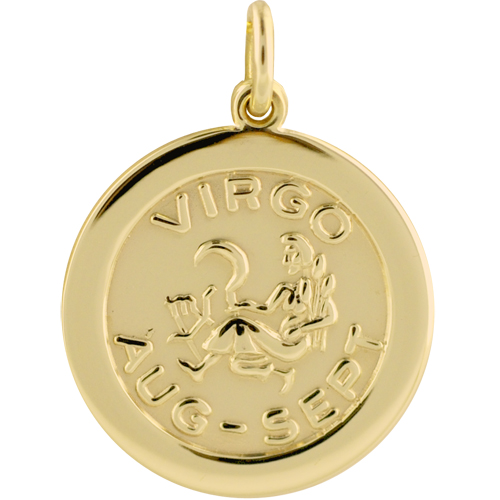 9ct Gold 22mm round Virgo Zodiac Pendant