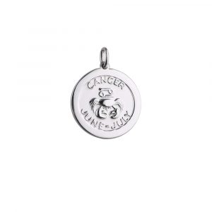 Silver 22mm round Cancer Zodiac Pendant