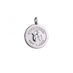 Silver 22mm round Capricorn Zodiac Pendant