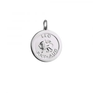 Silver 22mm round Leo Zodiac Pendant