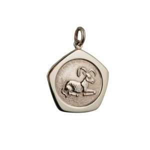9ct Gold 21mm five sided Aries Zodiac Pendant