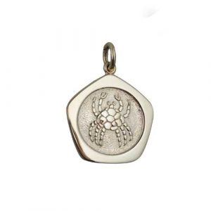 9ct Gold 21mm five sided Cancer Zodiac Pendant