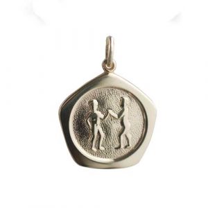 9ct Gold 21mm five sided Gemini Zodiac Pendant