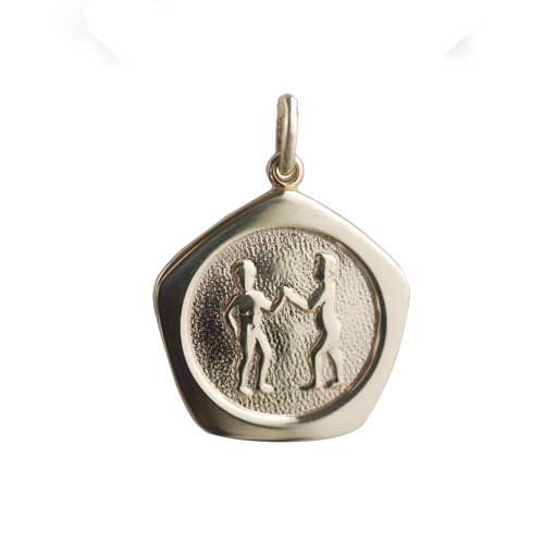 9ct Gold 21mm five sided Gemini Zodiac Pendant