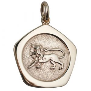 9ct Gold 21mm five sided Leo Zodiac Pendant
