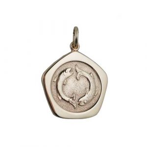 9ct Gold 21mm five sided Pisces Zodiac Pendant