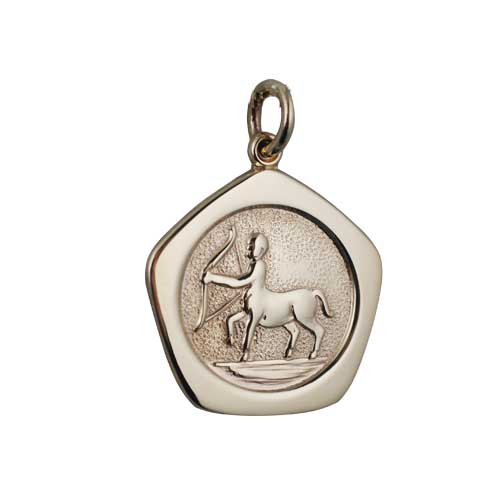 9ct Gold 21mm five sided Sagittarius Zodiac Pendant