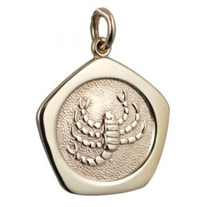 9ct Gold 21mm five sided Scorpio Zodiac Pendant
