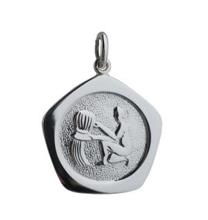 Silver 21mm five sided Aquarius Zodiac Pendant