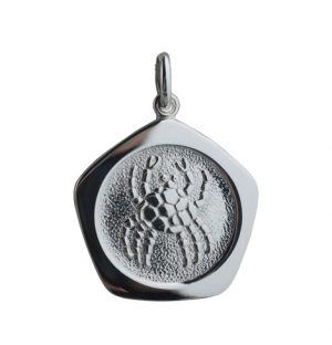 Silver 21mm five sided Cancer Zodiac Pendant