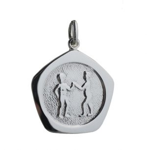 Silver 21mm five sided Gemini Zodiac Pendant