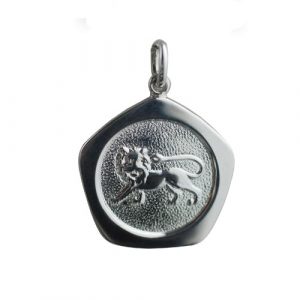 Silver 21mm five sided Leo Zodiac Pendant