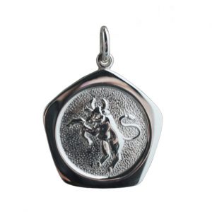 Silver 21mm five sided Taurus Zodiac Pendant