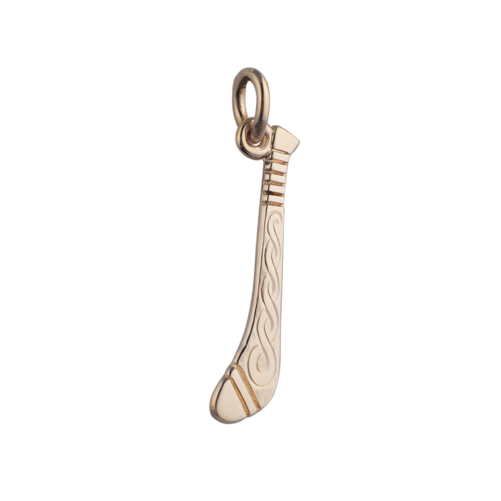 9ct Gold 28x6mm hand Engraved Hurley stick Pendant