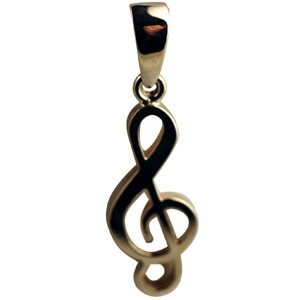 9ct Gold 27x11mm G Cleff Pendant with bail
