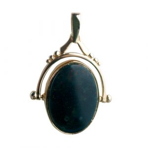 9ct Gold 42x29mm 2 stone Spinning Fob Pendant