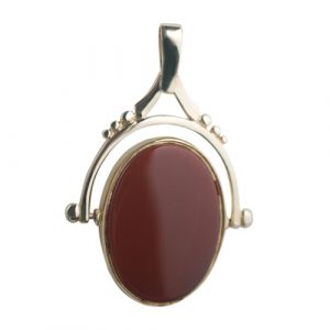 9ct Gold 42x29mm 2 stone Spinning Fob Pendant