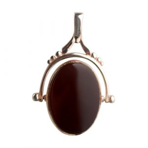 9ct Rose Gold 42x29mm 2 stone Cameo Spinning Fob Pendant