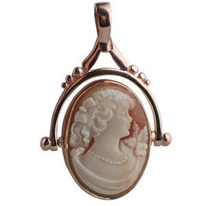 9ct Rose Gold 42x29mm oval Fob Pendant set with two 25x18mm stones