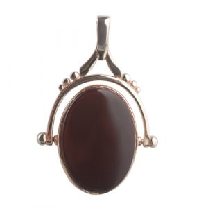9ct Rose Gold 42x29mm 2 stone Spinning Fob Pendant