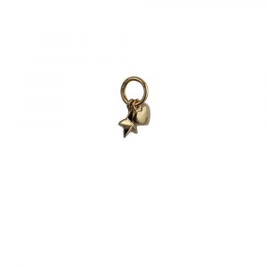9ct Gold 6x5mm Heart and Star Pendant or Charm
