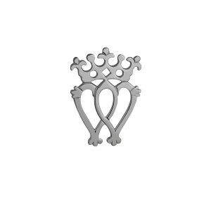 Silver 35x49mm Luckenbooth double Heart and Crown Pendant