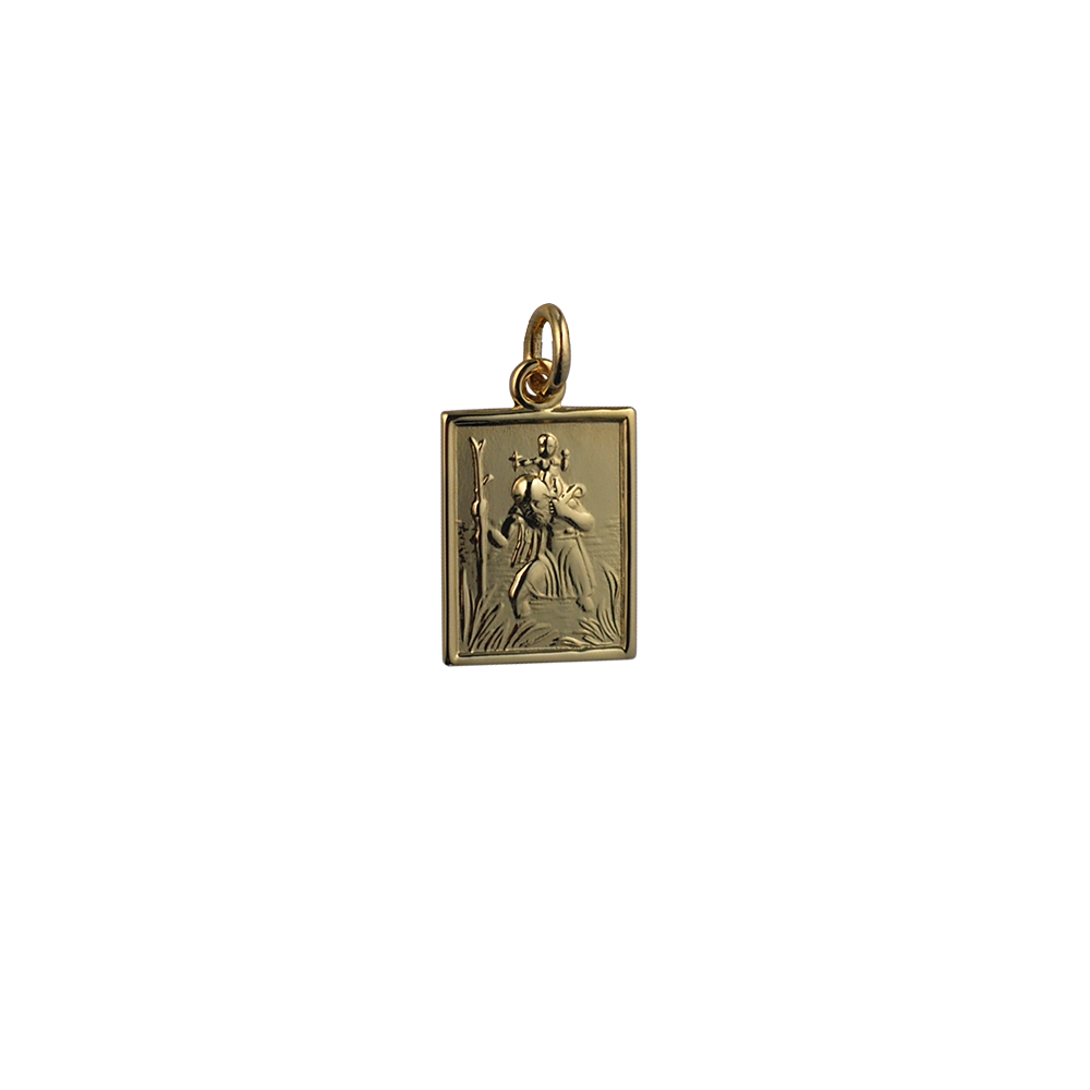 9ct Gold 19x14mm rectangular St Christopher Pendant