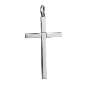 Silver 40x24mm engine turned centre square solid block Cross