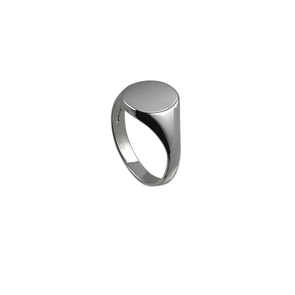 Silver 11x10mm solid plain oval Signet Ring Sizes J-Q - Image 2
