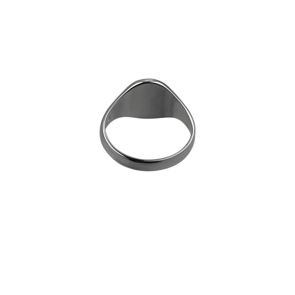 Silver 11x10mm solid plain oval Signet Ring Sizes J-Q - Image 3