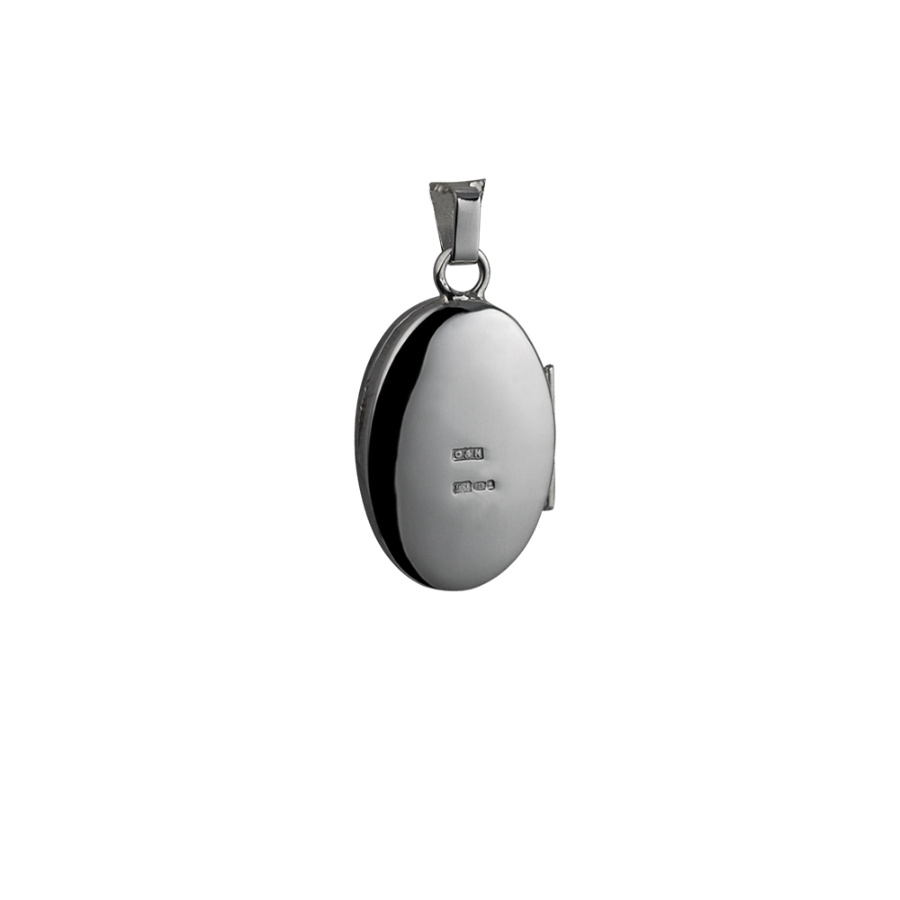 Silver 22x15mm half hand engraved oval Locket - Image 3